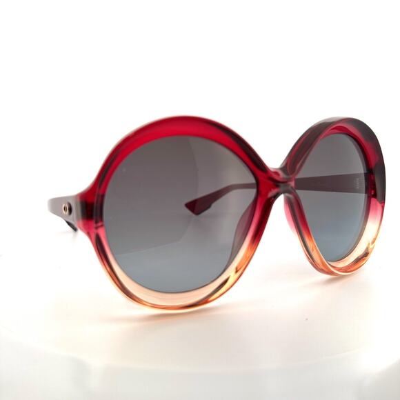 Dior Sunglasses Bianca OT5I7 Burgundy Pink Round Frame Gray Petrol Lens NEW main image 6